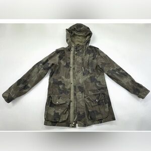 GAP Field Army Jacket Youth XXL 14 16 Camo Anorak Hooded Military Lined Canvas